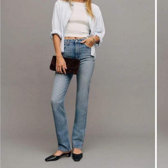 Reformation Jax Stretch High Rise Straight Jeans Blue - Size 29 - Picture 1 of 3
